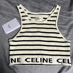 Ce*line Black and White Striped Women's Top